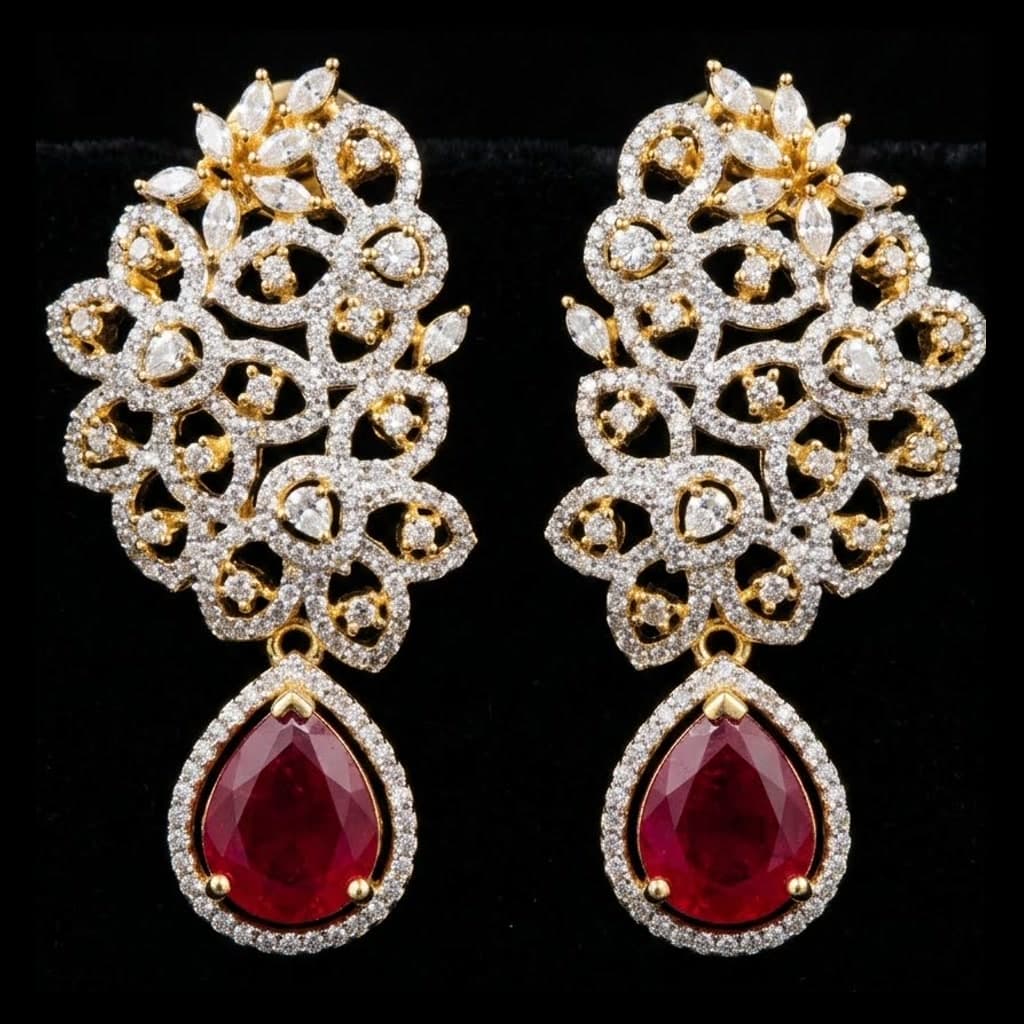 Ruby Teardrop Earrings — Diamantte Pune