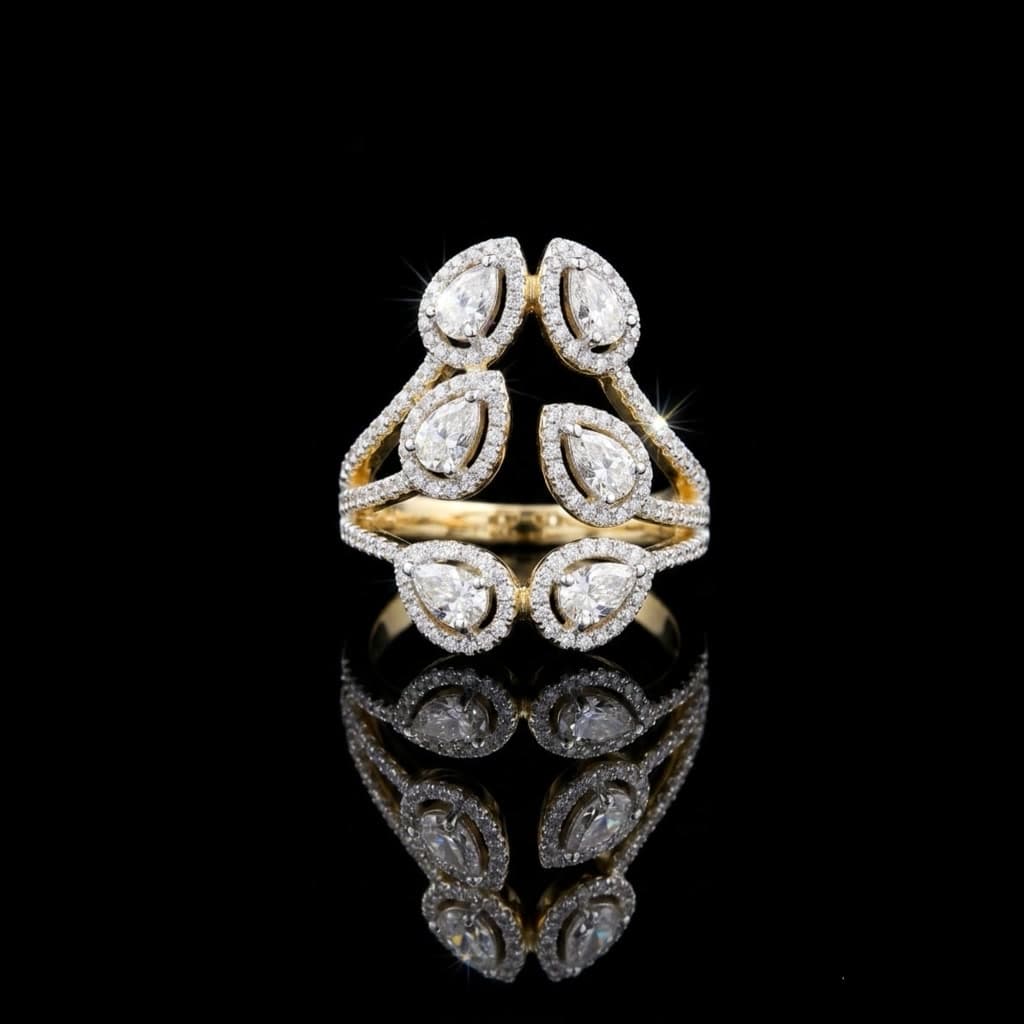 Six-Pear Crown Ring — Diamantte Pune