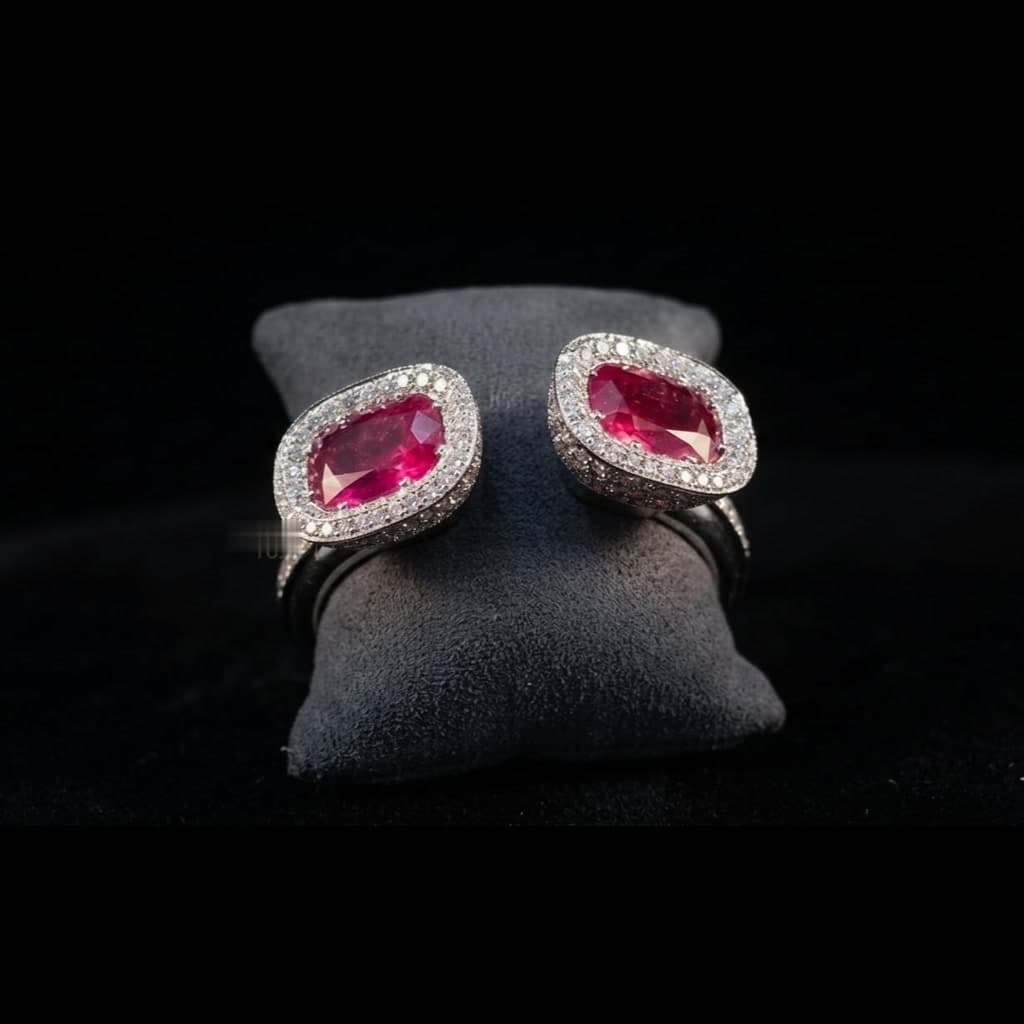 Ruby Freeform Halo Studs — Diamantte Pune