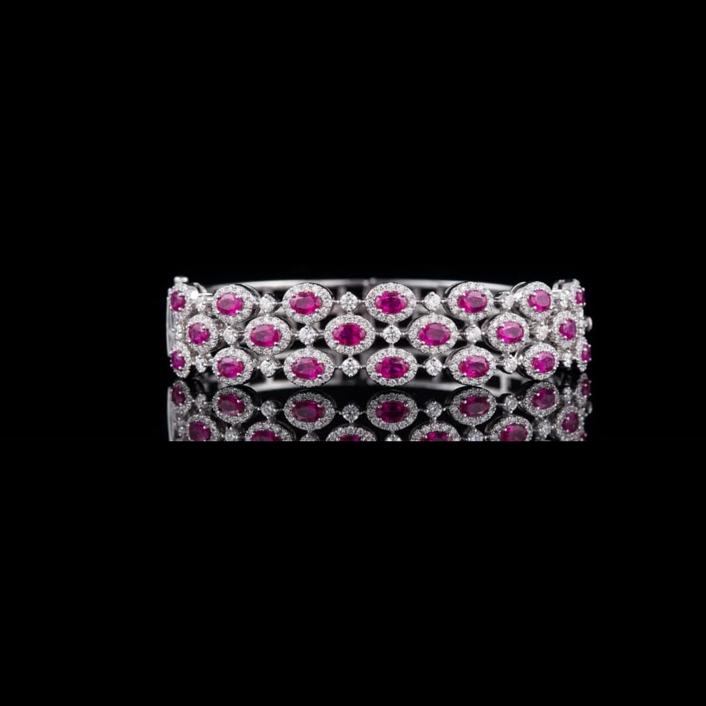 Ruby Oval Halo Bracelet — Diamantte Pune