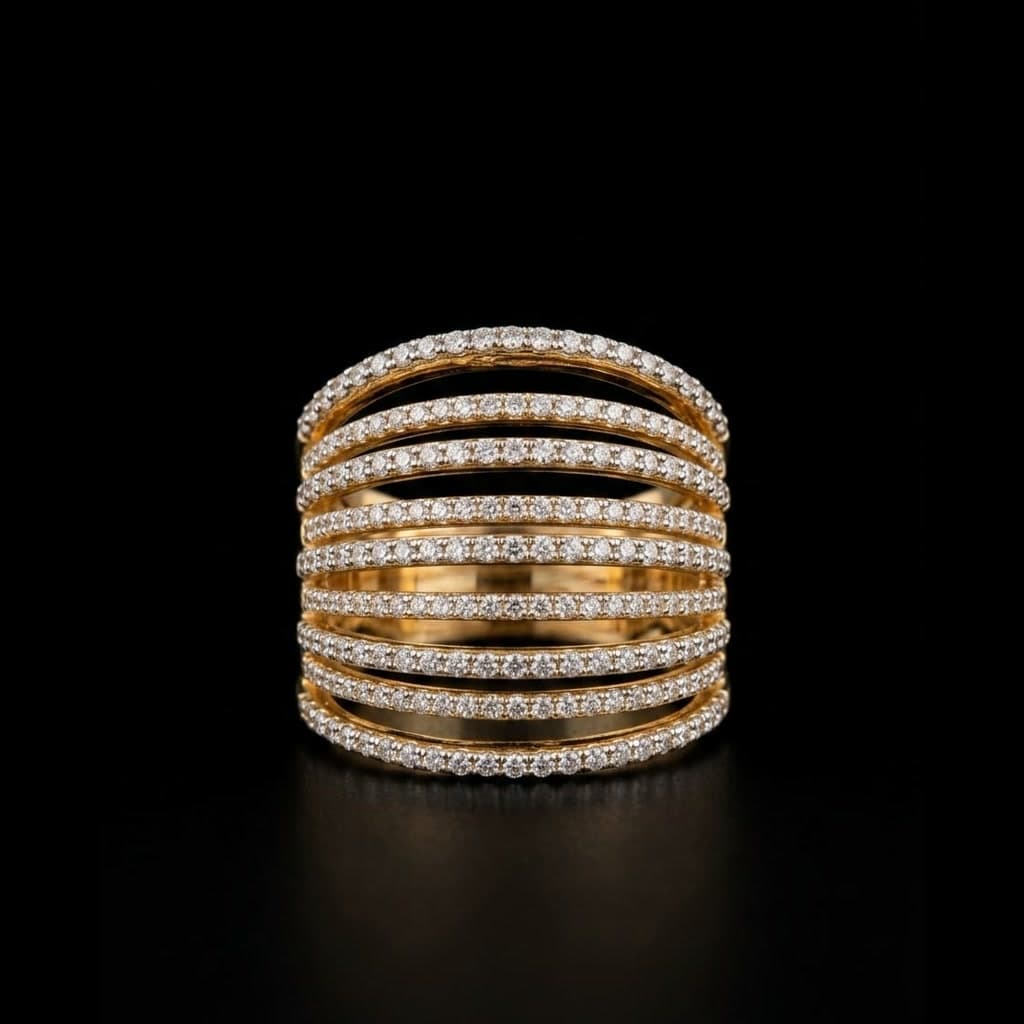 Seven-Row Diamond Band Ring — Diamantte Pune