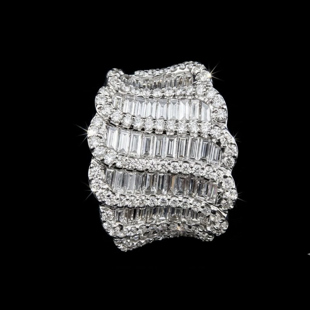 Wide Baguette Diamond Band Ring — Diamantte Pune