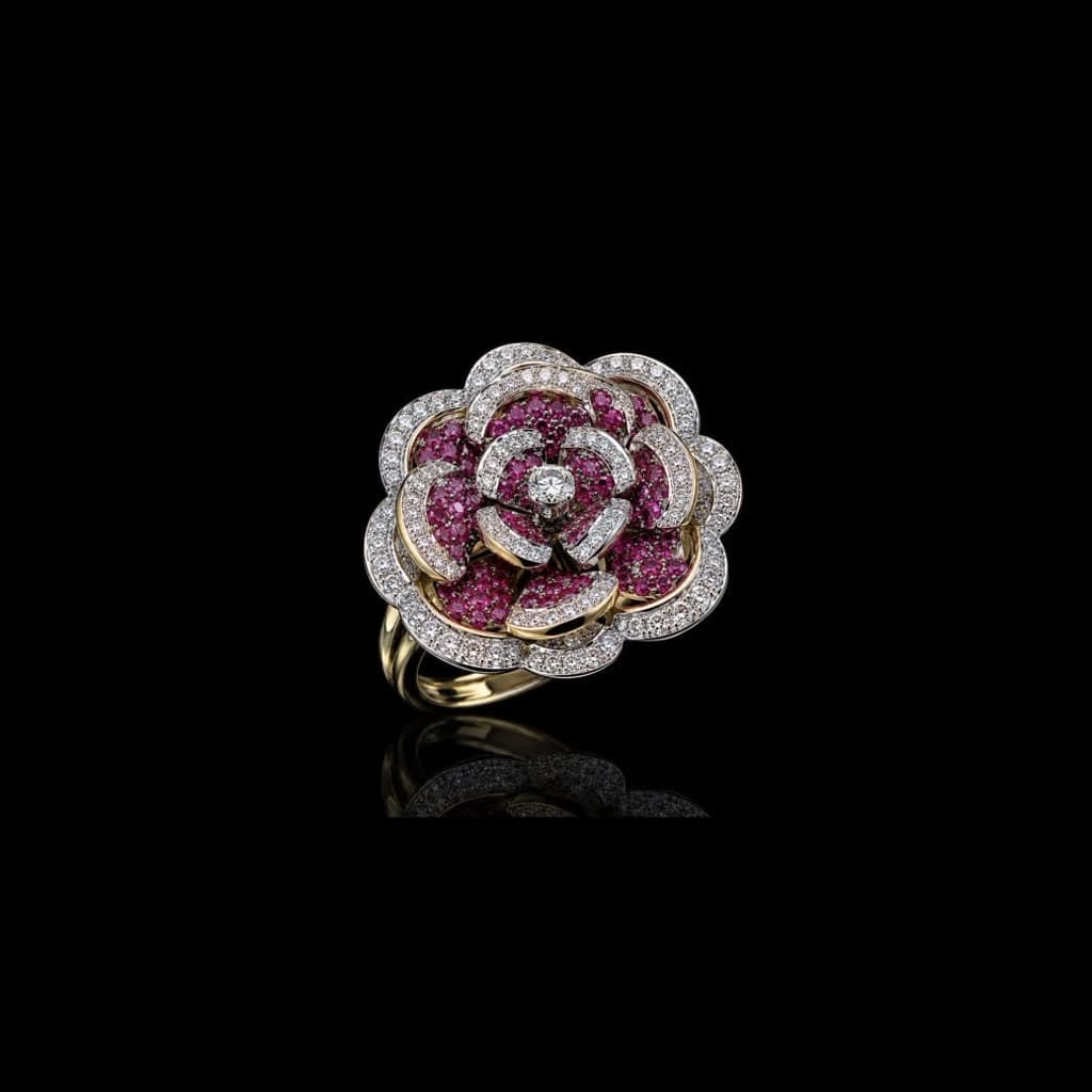 Ruby Rose Flower Ring — Diamantte