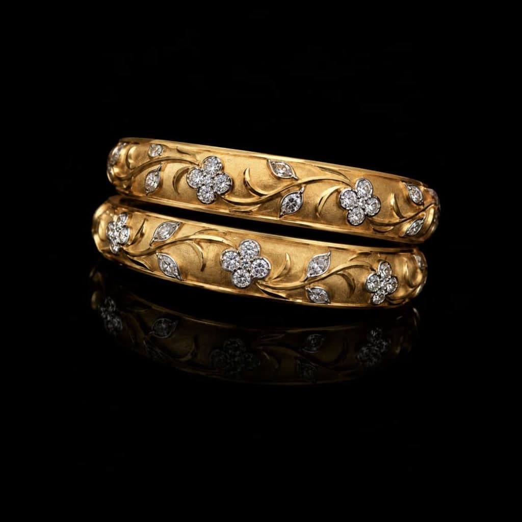 Floral Vine Diamond Bangles — Diamantte Pune