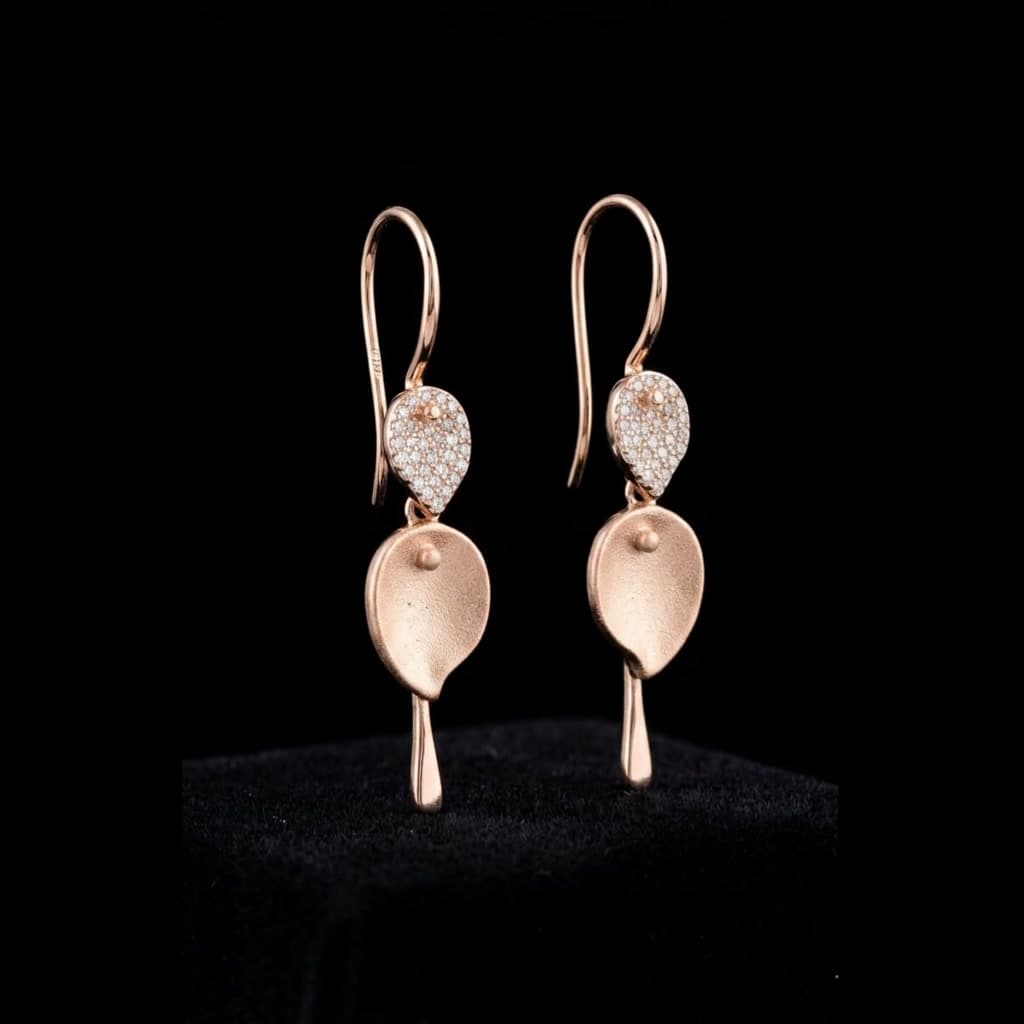 Rose Gold Calla Lily Earrings — Diamantte Pune