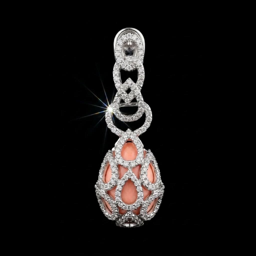 Coral Lattice Pendant Earring — Diamantte Pune
