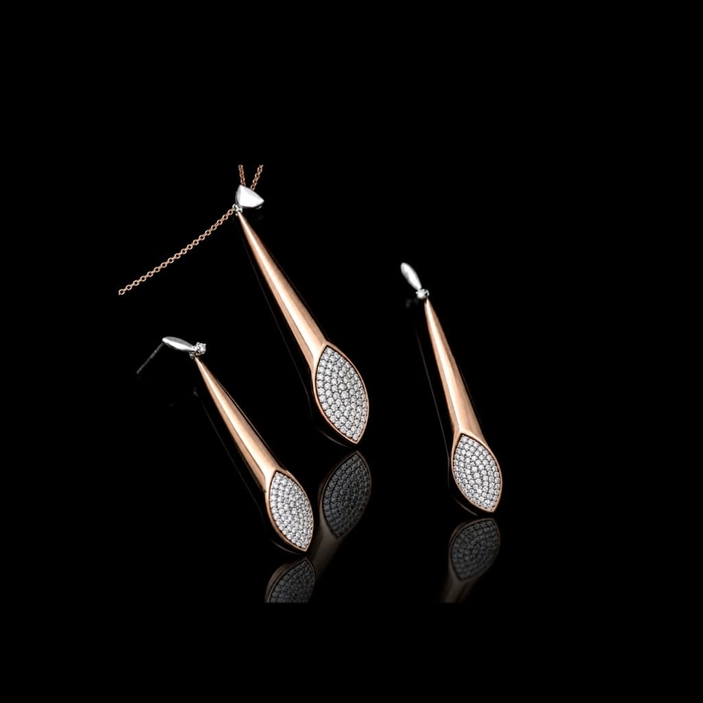 Rose Gold Diamond Drop Set — Diamantte Pune