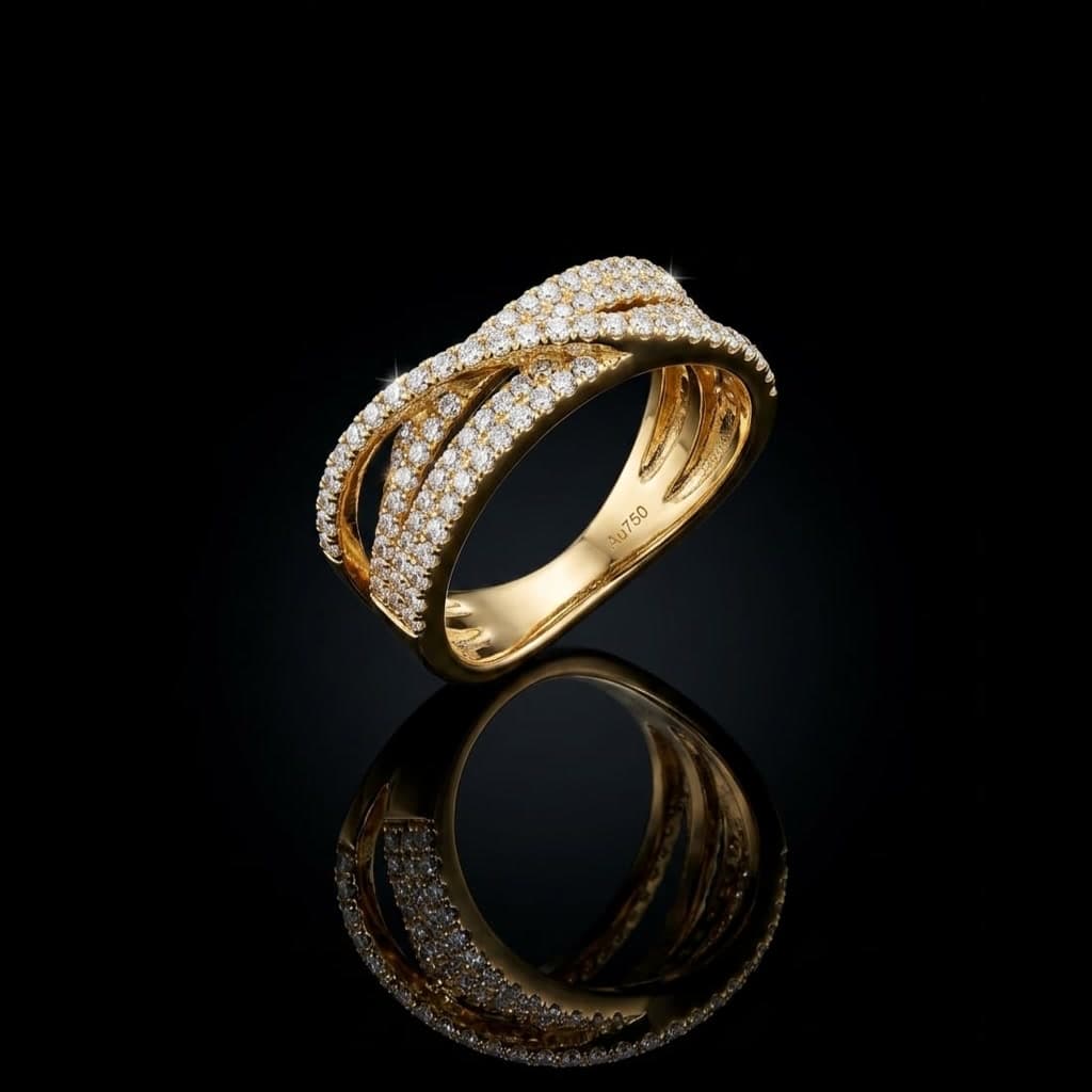 Woven Diamond Crossover Ring — Diamantte Pune