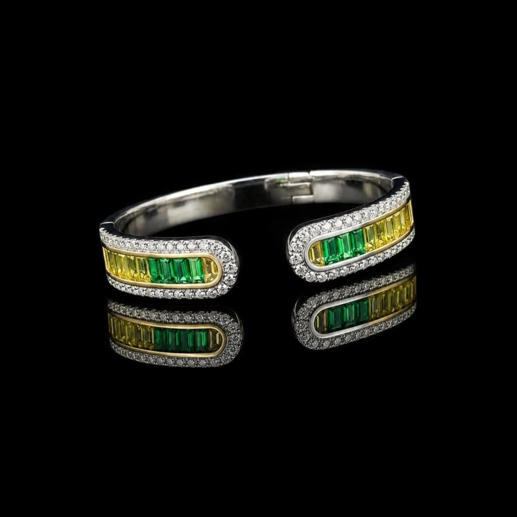 Emerald & Sapphire Baguette Cuff — Diamantte Pune
