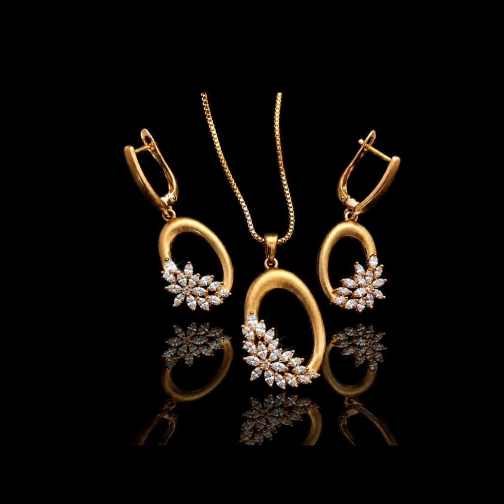 Gold Oval Loop Set — Diamantte Pune