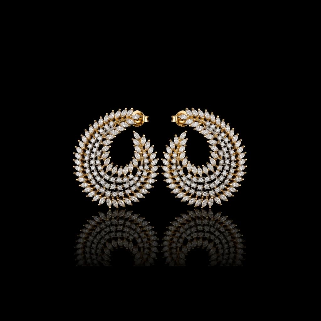Marquise Leaf Hoop Earrings — Diamantte Pune