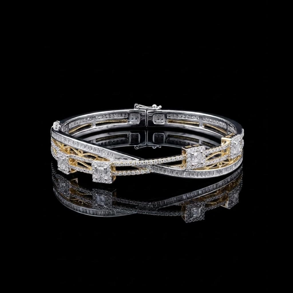 Two-Tone Crossover Diamond Bracelet — Diamantte Pune