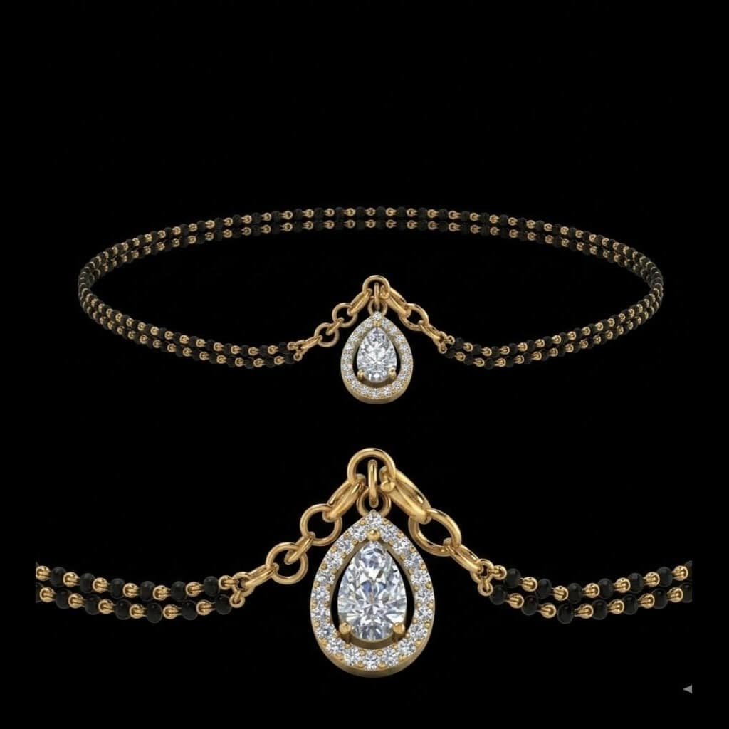 Pear Halo Diamond Mangalsutra — Diamantte Pune