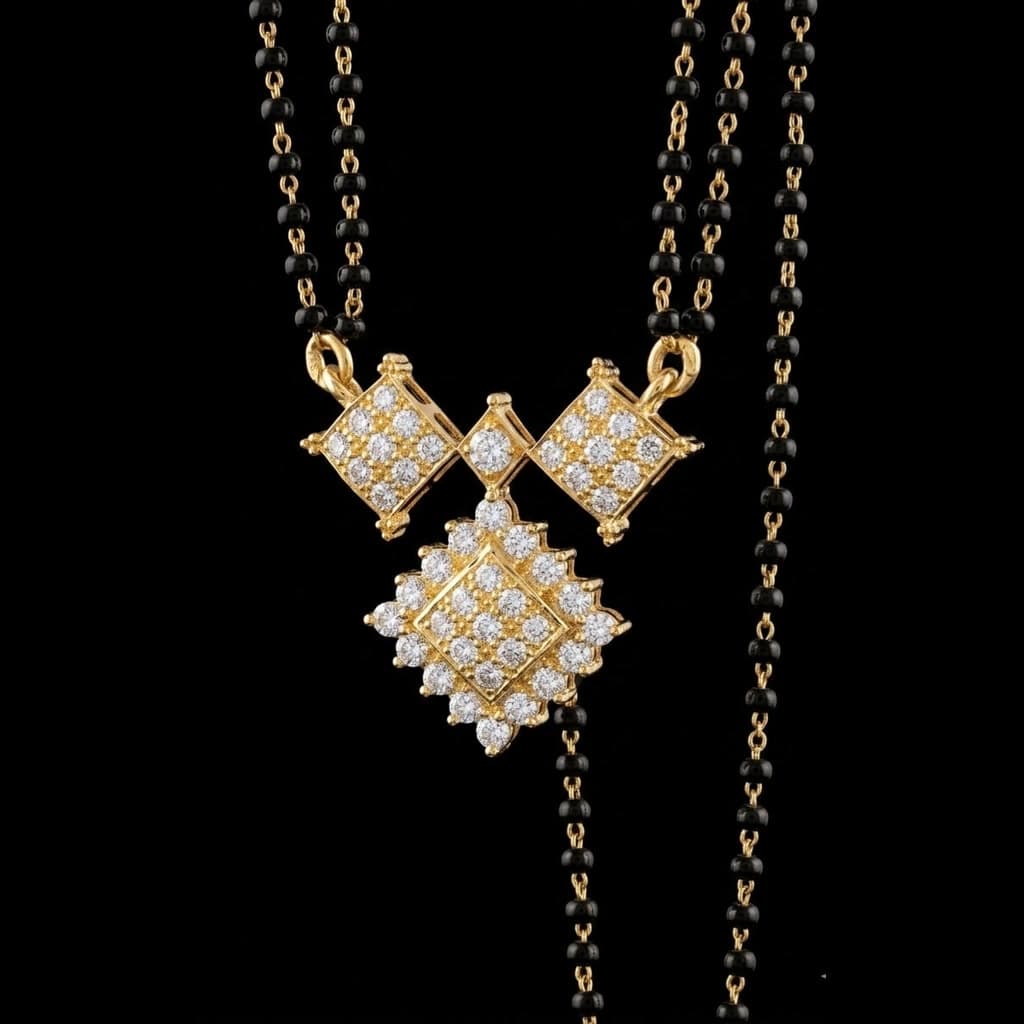 Layered Diamond Square Mangalsutra — Diamantte Pune