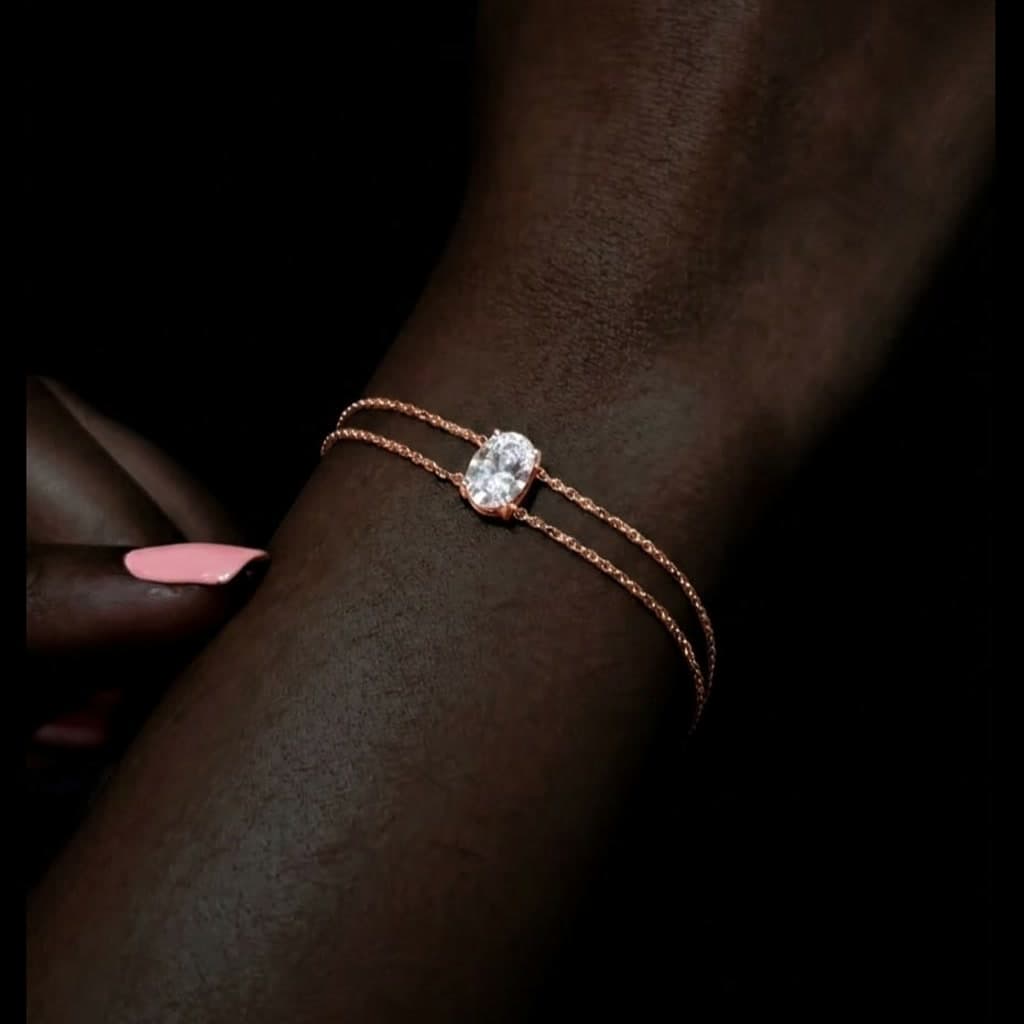 Rose Gold Diamond Solitaire Bracelet — Diamantte Pune