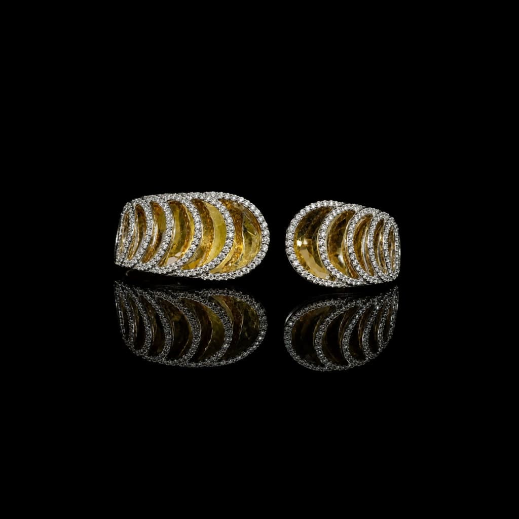 Citrine Crescent Earrings — Diamantte Pune
