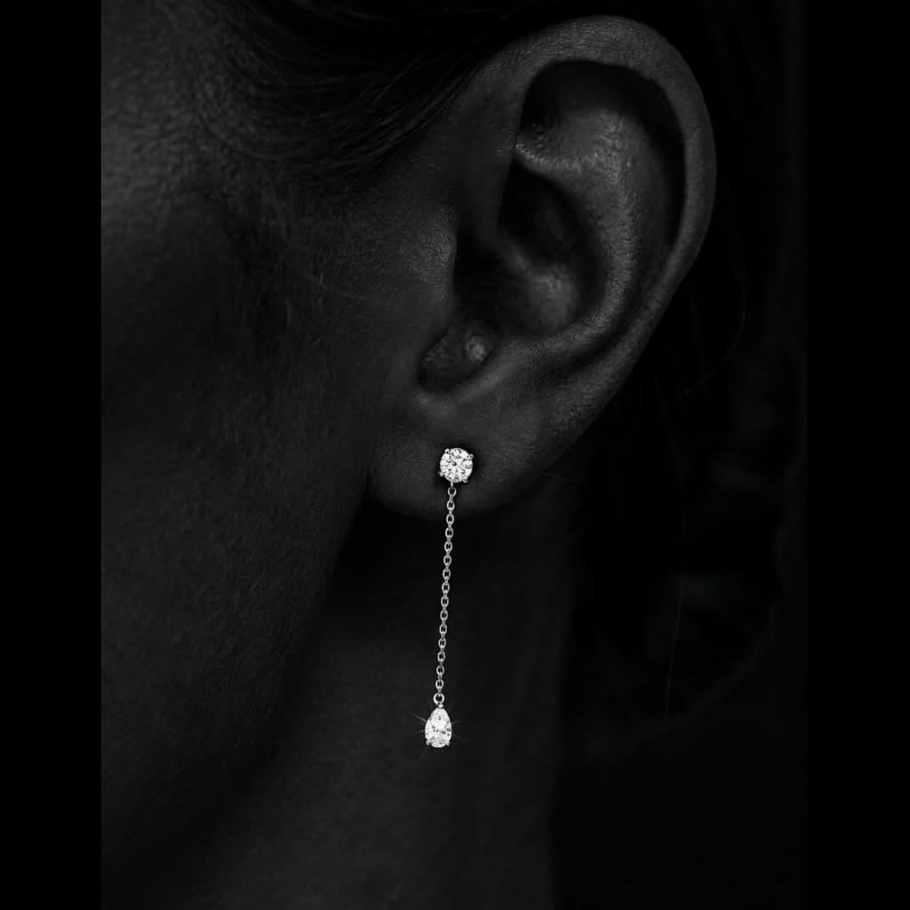 Diamond Stud & Drop Chain Earrings — Diamantte Pune